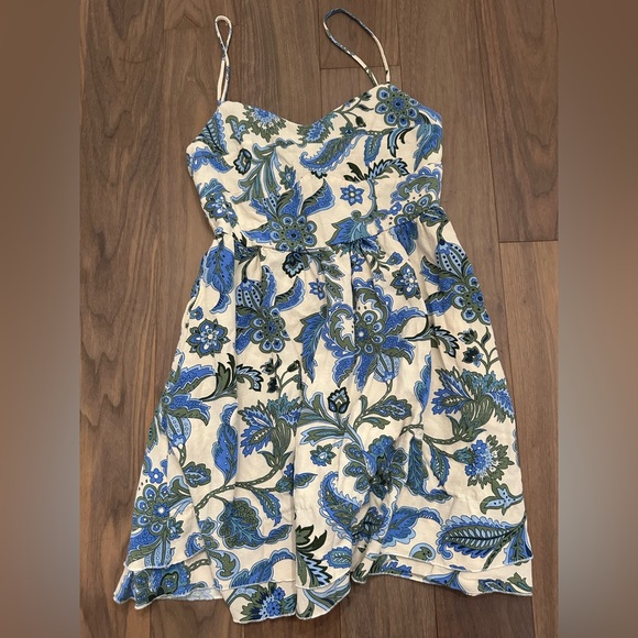 Zara Blue and Cream Floral Dress - Picture 1 of 3